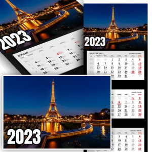 Trójdzielny Kalendarz 2023 PARIS Wieża Eiffla Wz