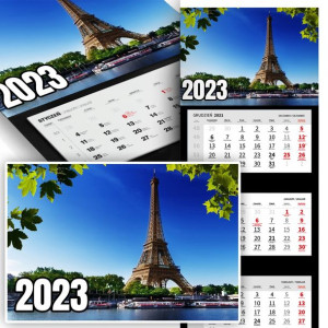 Trójdzielny Kalendarz 2023 PARIS Wieża Eiffla Wz