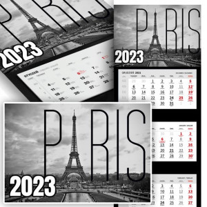 Trójdzielny Kalendarz 2023 PARYŻ France PARIS Wz
