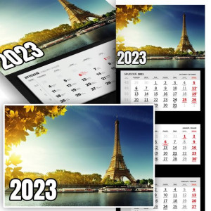 Trójdzielny Kalendarz 2023 PARYŻ France PARIS Wz
