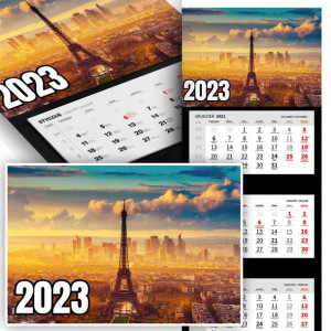 Trójdzielny Kalendarz 2023 PARYŻ France PARIS Wz