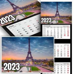 Trójdzielny Kalendarz 2023 PARYŻ France PARIS Wz
