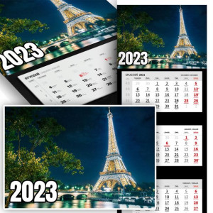 Trójdzielny Kalendarz 2023 PARYŻ France PARIS Wz
