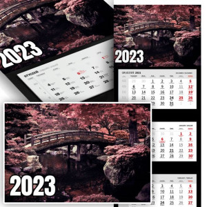 Trójdzielny Kalendarz 2023 PIĘKNE KRAJOBRAZY WZORY