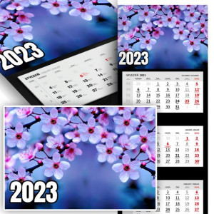 Trójdzielny Kalendarz 2023 PIĘKNE KWIATOWE WZORY