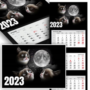 Trójdzielny Kalendarz 2023 POP ART KOTY Cats Wz