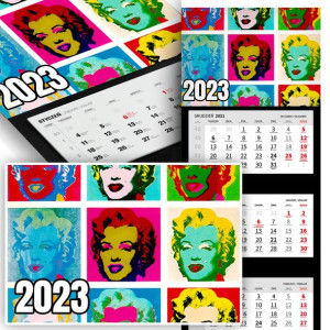 Trójdzielny Kalendarz 2023 POP ART MARILYN Wzory