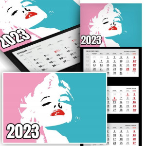 Trójdzielny Kalendarz 2023 POP ART MARILYN Wzory