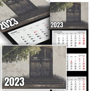 Trójdzielny Kalendarz 2023 RETRO KRAJOBRAZY WZORY