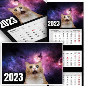 Trójdzielny Kalendarz 2023 ŚMIESZNE KOTKI Wzory