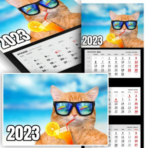 Trójdzielny Kalendarz 2023 ŚMIESZNE KOTKI Wzory