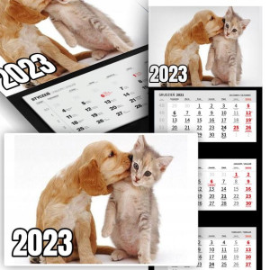 Trójdzielny Kalendarz 2023 ZWIERZĘTA ANIMAL Wzory