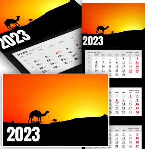 Trójdzielny Kalendarz 2023 ZWIERZĘTA ANIMAL Wzory
