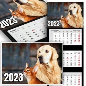 Trójdzielny Kalendarz 2023 ZWIERZĘTA ANIMAL Wzory