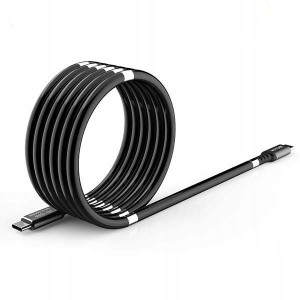 Kabel Skręcany Magnetyczny Usb Typ-c Czarny