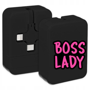 Kabel USB 3w1 CZARNY Kostka BOSS LADY Modne Wzory