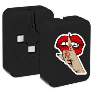 Kabel USB 3w1 Kostka Czarny SHUT THE FUCK UP Wzory