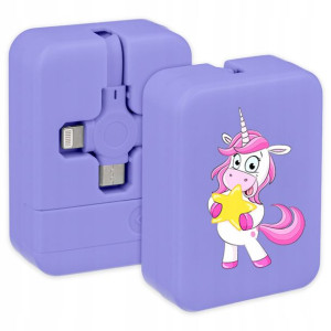 Kabel USB 3w1 Kostka Ładowanie Fiolet UNICORN Wz