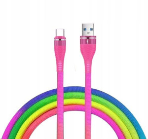 Kabel Usb Ombre Tęcza Szybkie Ładowanie Typ-c