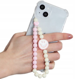 Brelok Koraliki Do Etui Telefonu Kluczy SMILE RÓŻ