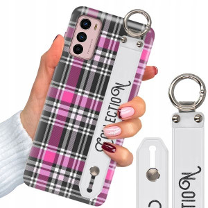 Etui + Pasek do MOTOROLA G42 W Kratkę Kratka Wzory