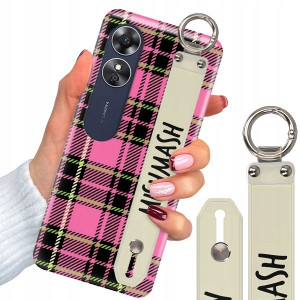 Etui + Pasek do OPPO A17 W Kratkę Kratka Top Wzory