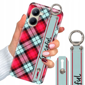 Etui + Pasek do REALME C33 W Kratkę Kratka Wzory
