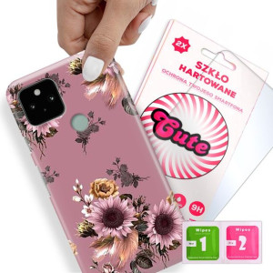 Etui + Szkło Do GOOGLE PIXEL 5A Kwiaty Top Wzory