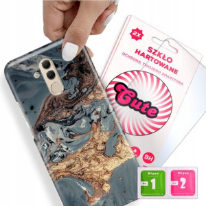 Etui + Szkło do HUAWEI MATE 20 LITE Marmurki Wzory