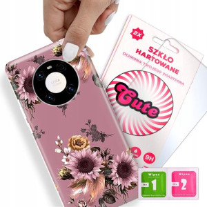 Etui + Szkło Do HUAWEI MATE 40 Kwiaty Flower Wzory