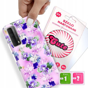 Etui + Szkło Do HUAWEI P SMART 2021 Kwiaty Wzory