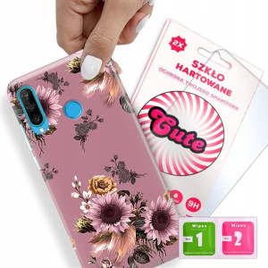 Etui + Szkło Do HUAWEI P30 LITE Kwiaty Top Wzory
