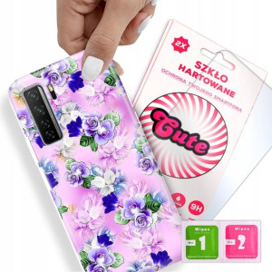 Etui + Szkło Do HUAWEI P40 LITE 5G Kwiaty Wzory