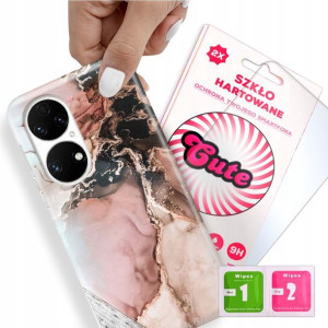 Etui + Szkło do HUAWEI P50 Case Marmurki Top Wzory