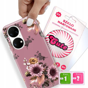 Etui + Szkło Do HUAWEI P50 Kwiatowe Flower Wzory