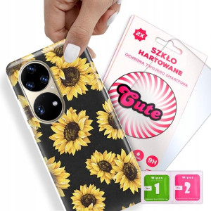 Etui + Szkło Do HUAWEI P50 PRO Kwiaty Flower Wzory