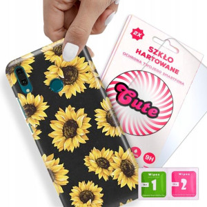Etui + Szkło Do HUAWEI Y9 2019 Kwiaty Flower Wzory