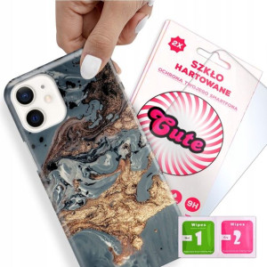 Etui + Szkło do iPHONE 12 MINI Case Marmurki Wzory