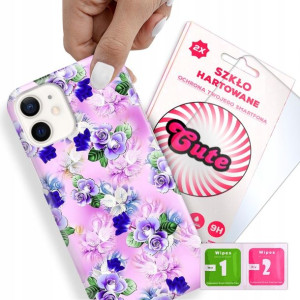 Etui + Szkło Do iPHONE 12 MINI Kwiaty Flower Wzory