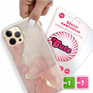 Etui + Szkło do iPHONE 12 PRO MAX Marmurki Wzory
