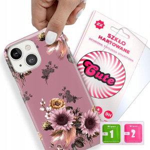 Etui + Szkło Do IPHONE 13 Kwiatowe Flower Wzory