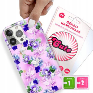 Etui + Szkło Do IPHONE 13 PRO Kwiaty Flower Wzory