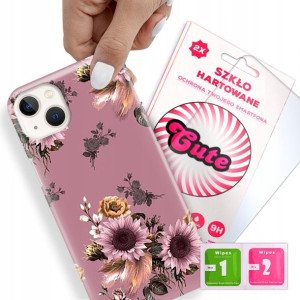 Etui + Szkło Do IPHONE 14 PLUS Kwiaty Flower Wzory