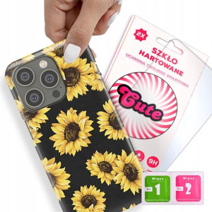 Etui + Szkło Do IPHONE 14 PRO Kwiaty Flower Wzory