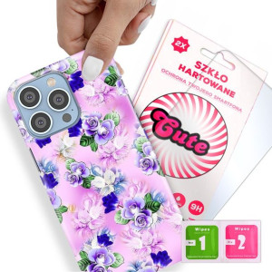 Etui + Szkło Do IPHONE 14 PRO MAX Kwiaty Top Wzory