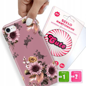 Etui + Szkło Do iPHONE 7/8 Kwiatowe Flower Wzory