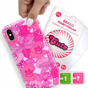 Etui + Szkło Do iPHONE X/XS Kwiaty Flower Wzory