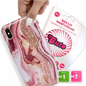 Etui + Szkło do iPHONE XS MAX Case Marmurki Wzory