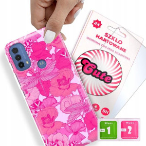 Etui + Szkło Do MOTOROLA E40 Kwiaty Flower Wzory