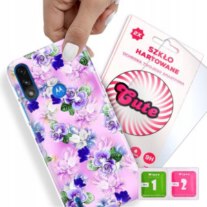 Etui + Szkło Do MOTOROLA E7 POWER/E7i Kwiaty Wzory